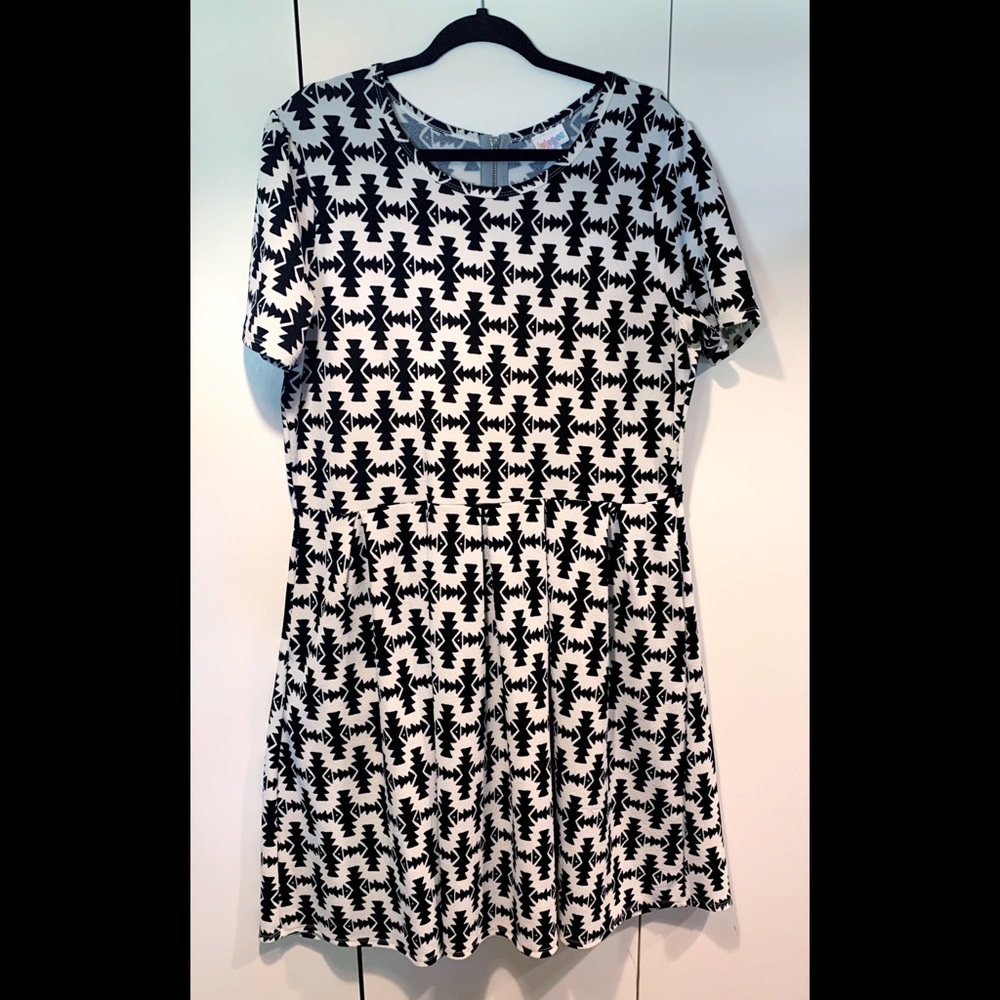 Lularoe Black and White Geometric Tribal Dress